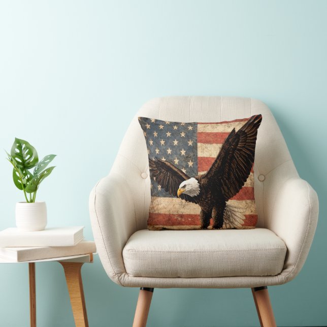 Almofada Eagle and U.S. American Flag Pillow (Cadeira)