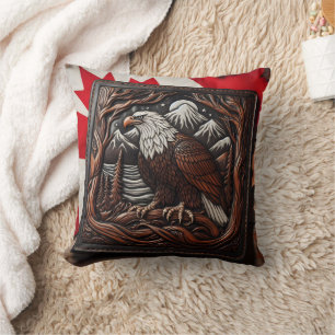 Almofada Eagle Leather Carving With Canadian Flair