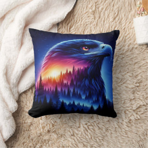 Almofada Eagle Silhouette com o Sunset da Floresta