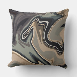 Almofada Earthy Abstract Waves with Neutral Tones 