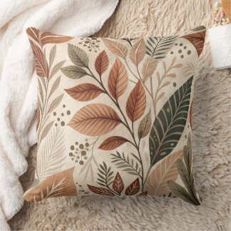 Almofada Earthy Botanical Leaf Throw Pillow
