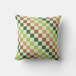 Almofada Earthy rainbow diagonal checkerboard pattern