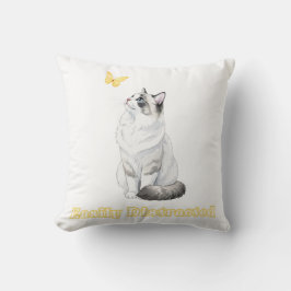 Almofada Easily Distracted Cute Cat & Butterfly Design