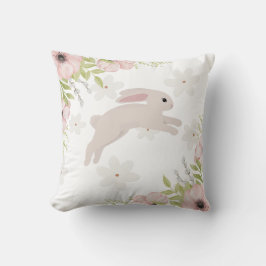 Almofada Easter Bunny Rabbit Pink Flowers