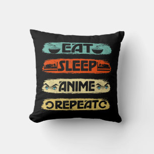 Almofada Eat Sleep Anime Repete Ramen Kawaii Japonês Manga