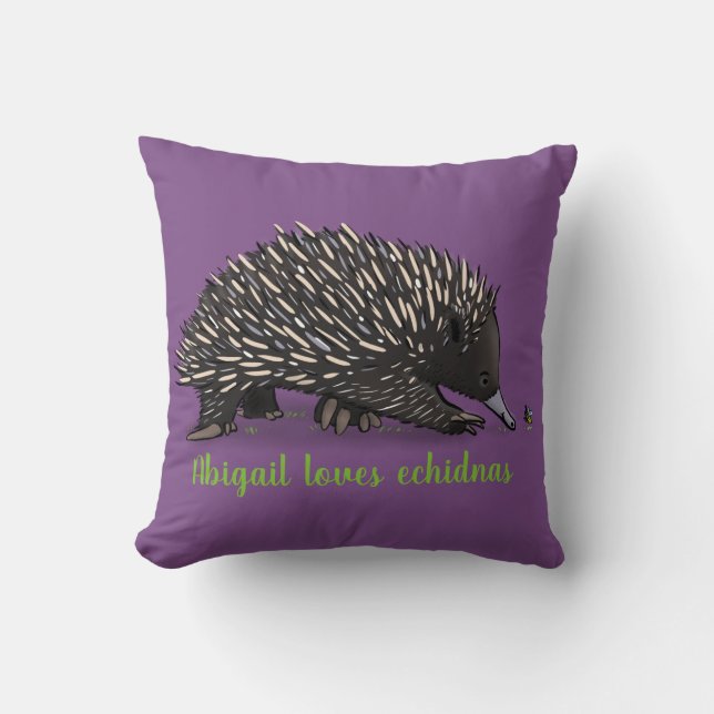 Almofada echidna cômoda com design de cartoon roxo de abelh (Frente)