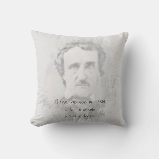 Almofada Edgar Allan Poe Autor do Poeta Sonha em um sonho (Frente)