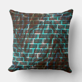 Almofada Efeito de tijolo vermelho e azul manchado, grelha 