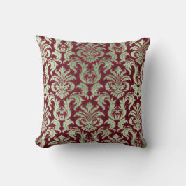Almofada Efeito do Damask Burgundy Mint Green Cottage