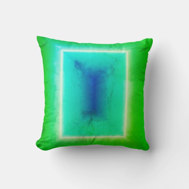 Almofada Efeito Ilusão Neon Porta Turquesa Verde (Frente)
