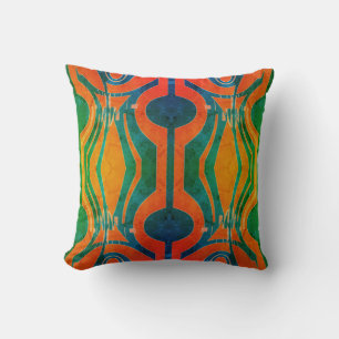 Almofada Efeito Padrão Cor Azul Laranja Verde Motif