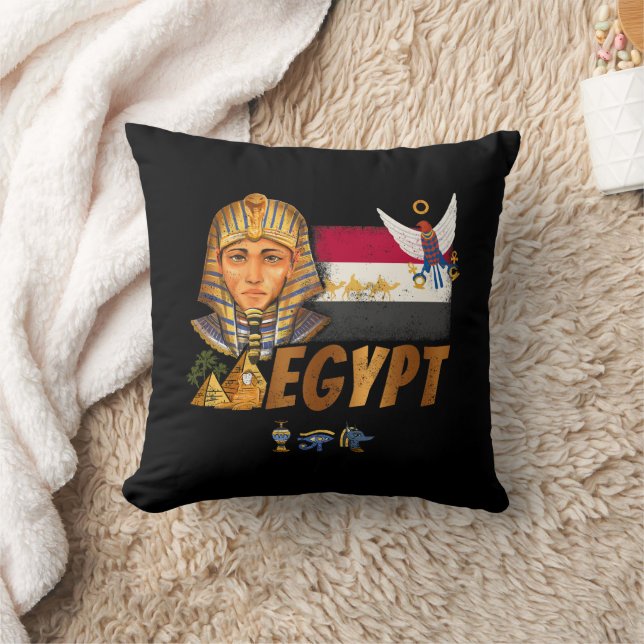 Almofada Egito Vintage Pharaoh Flag E Pirâmides Souvenir (Cobertor)