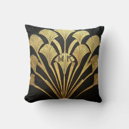 Almofada Egyptian Inspired Black and Gold Art Deco 16 x 16