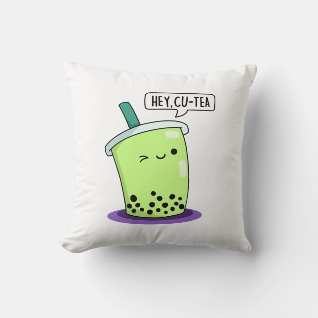 Almofada Ei Cu-Tea Funny Boba Tea Pun (Frente)