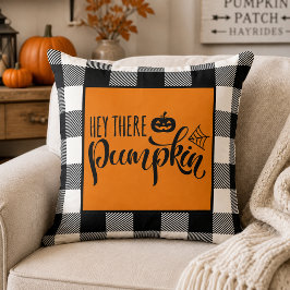 Almofada Ei Lá Abóbora Halloween Xadrez de Búfalo