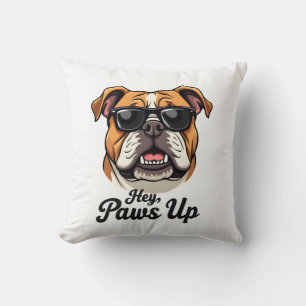 Almofada Ei Patas para Cima Bulldog Vintage com Óculos de S
