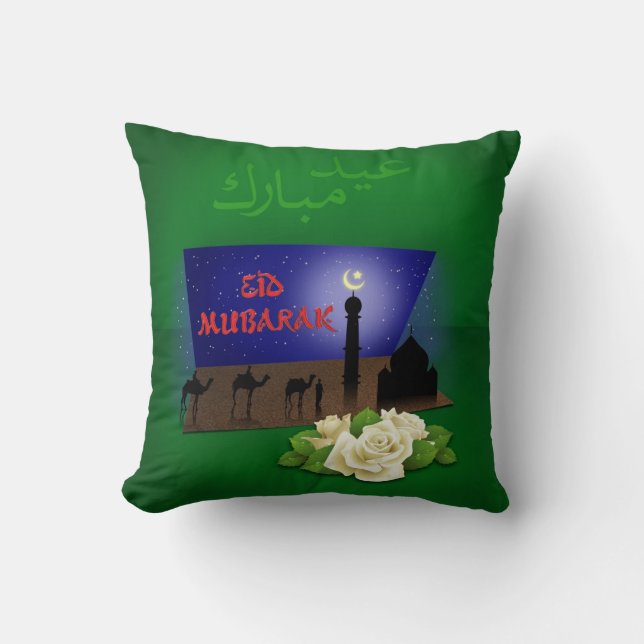 Almofada Eid Mubarak 3D Saudação - Travesseiro (Frente)