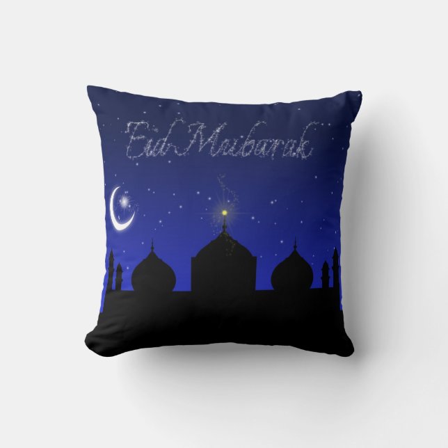 Almofada Eid Mubarak - Travesseiro de Saudação Islâmica (Frente)