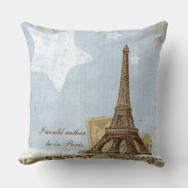 Almofada Eiffel Tower Paris Blue and Chocolate Travesseiro