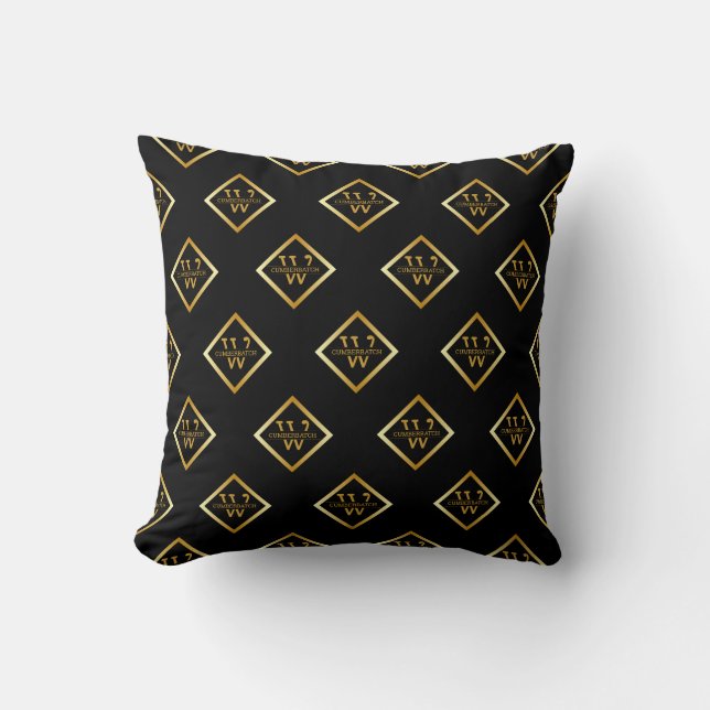 Almofada Eixo Monograma em Ouro Falso – Preto e Dourado (Frente)