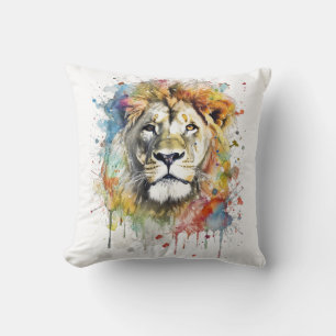 Almofada El rey del color - Un león majestuoso y vibrante