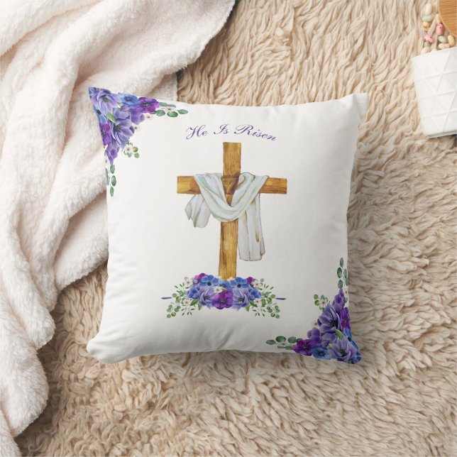 Almofada Ele Ressuscitou Christian Páscoa Personalizado (Cobertor)