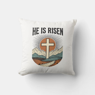 Almofada Ele Ressuscitou Cruz Nascer do Sol Camiseta Cristã