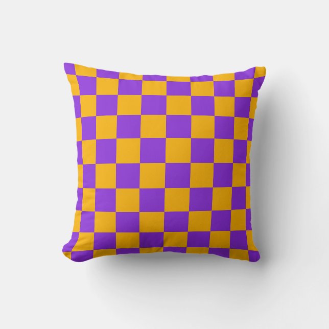 Almofada Electric Violet and Golden Amber Checkerboard (Frente)