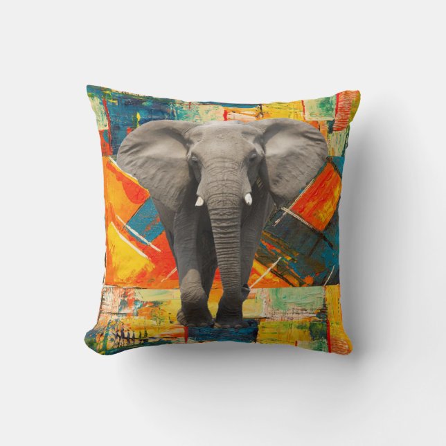 Almofada Elefante Abstrato travesseiro decorativo (Frente)