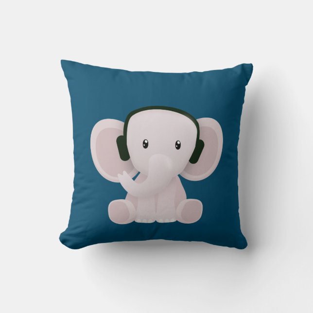 Almofada Elefante adora música (Frente)