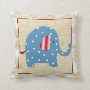 Almofada Elefante Azul com Bolinhas Brancas