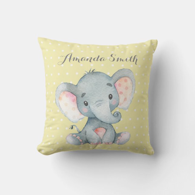 Almofada Elefante Baby Yellow e Cinza (Frente)