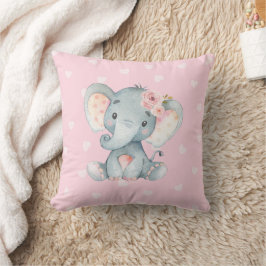 Almofada Elefante bebê com fundo cor-de-rosa