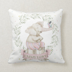 Almofada Elefante Bebê Menina Rosa Verde Bege
