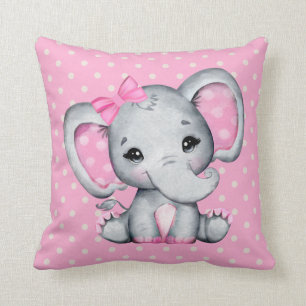 Almofada Elefante-bebê rosa-claro com orelhas-Bolinhas