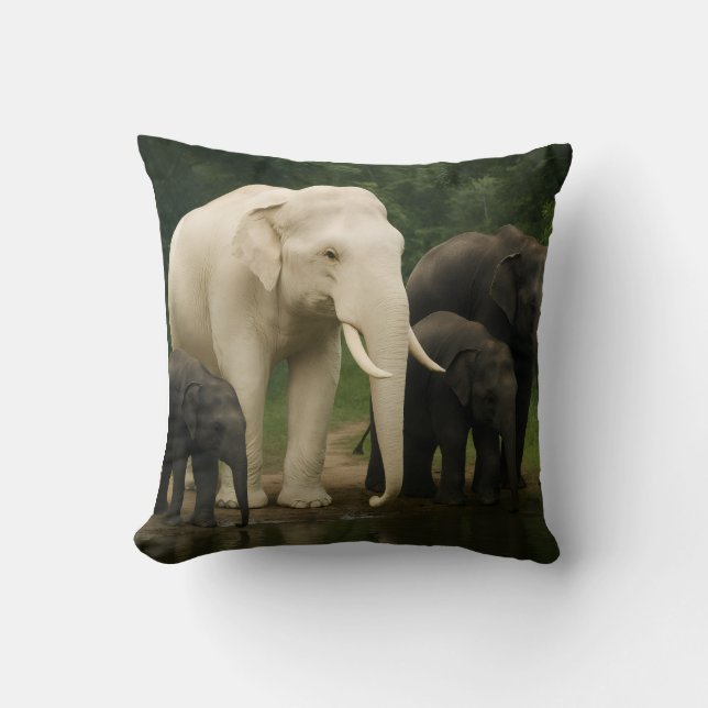 Almofada Elefante branco com família (Frente)