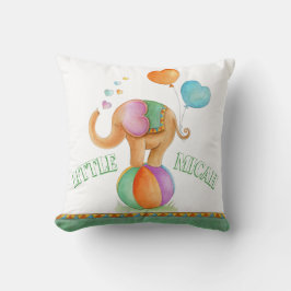 Almofada Elefante castanho, cor d'água, circo, travesseiro 