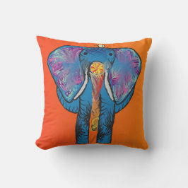 Almofada Elefante colorido com vermelho/laranja no