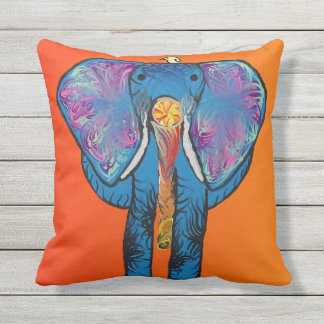 Almofada Elefante colorido com vermelho/laranja no