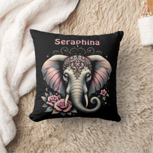 Almofada Elefante com ilustração elegante de rosas