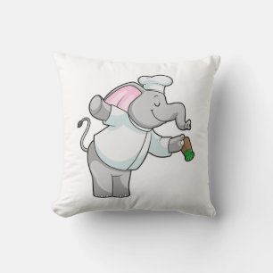 Almofada Elefante como cozinheiro com agitador de sal