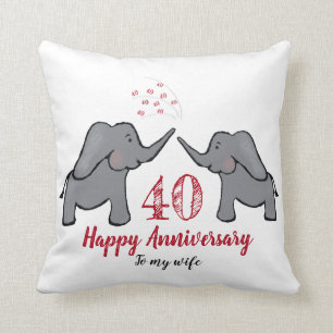 Almofada elefante da esposa do 40º aniversário de casamen