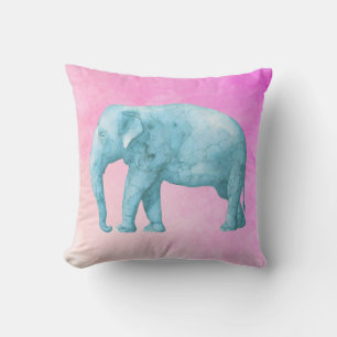 Almofada Elefante de Cor da Água Azul Claro em Fundo Rosa
