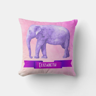 Almofada Elefante de Cor de Água Púrpura Personalizado a Ro