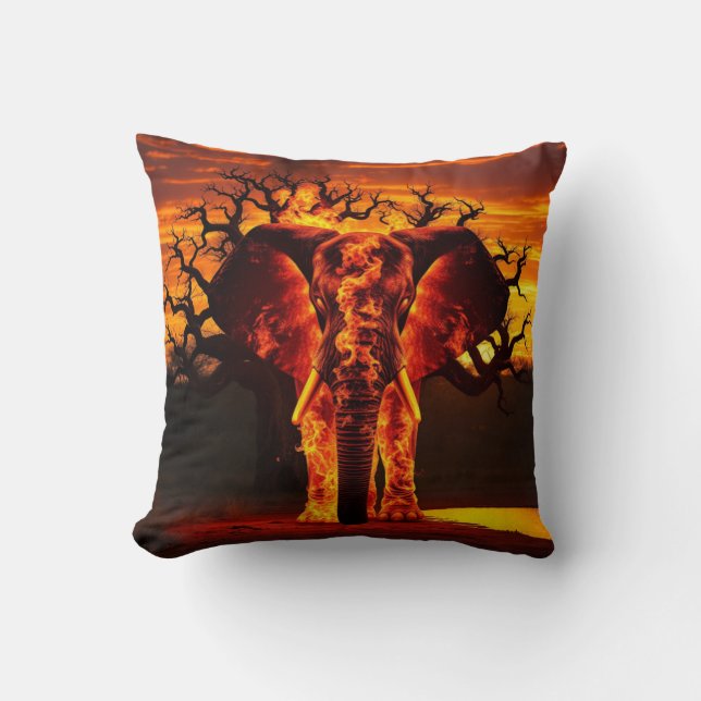 Almofada Elefante de incêndio e tranquilidade inversa (Frente)