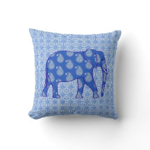 Elefante de Paisley - azul de cobalto e branco