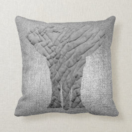 Almofada Elefante De Pele Preta Metálico De Cinza Silver