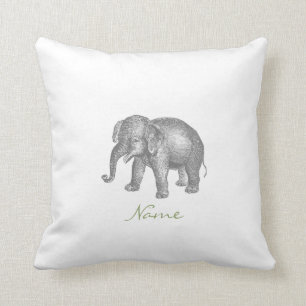 Almofada Elefante do bebê do vintage e teste padrão feliz