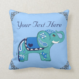 Almofada Elefante do Henna (azul/luz - azul)