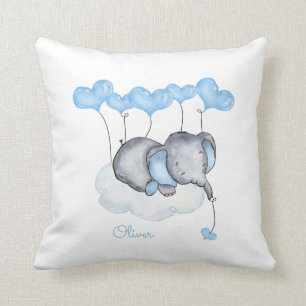 Almofada Elefante na Nuvem - Berçário de Bebê Menino Cinza